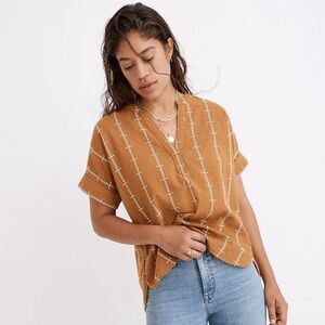 Madewell Lakeline Popover Shirttail Top in Jacquard Stripe